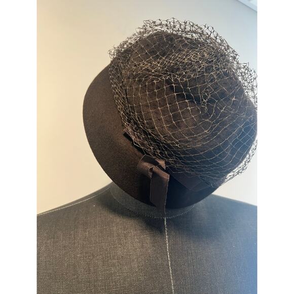 Vintage Glenover Henry Pollak 1950s-60s 100% Wool Bucket Hat Black JL - Picture 2 of 7